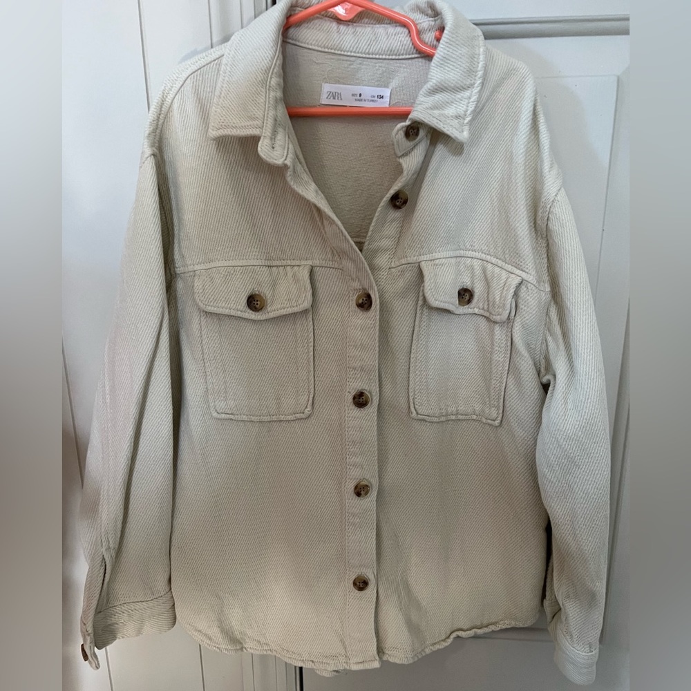 Zara girls beige shacket jacket size 9 boho
